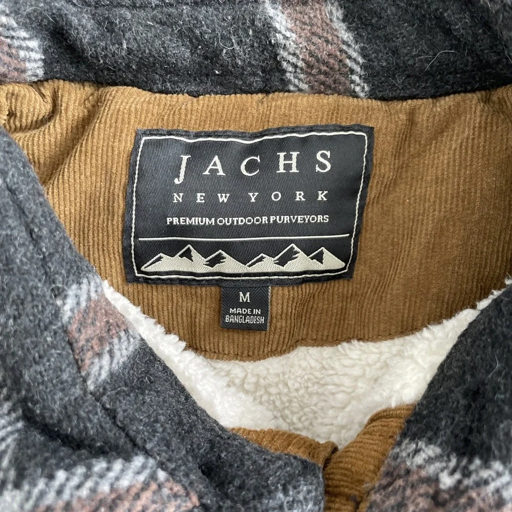JACHS Plaid Flannel Sherpa‎ Lined Shirt Jacket Plaid Shacket Size Medium